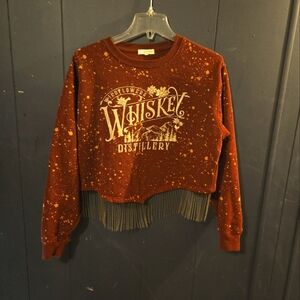 Crop sweater with tassels size small